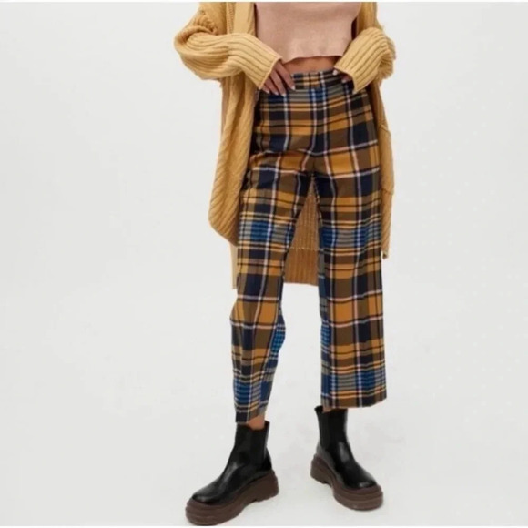 Urban Outfitters Claire Plaid Trouser Crop Pants Size 6 - Picture 11 of 11